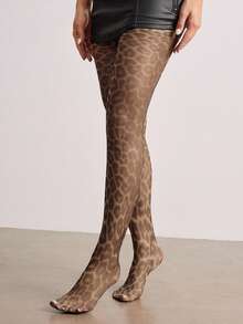 ROMWE 1 Pair Gothic Style Dark Plaid & Leopard Print Tights