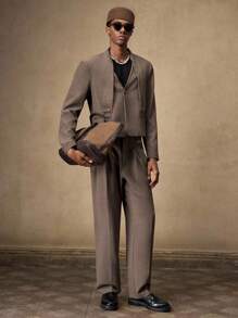 AKNOTIC Business Casual Bộ vest nam 2 món màu nâu cà phê, chất liệu dệt kim, dáng ôm, tay dài và quần ống đứng cạp chun, thích hợp cho mùa hè, mùa thu, kỳ nghỉ, đám cưới, tiệc tùng, quà tặng tốt nghiệp. - Cà phê nâu - Xem 2