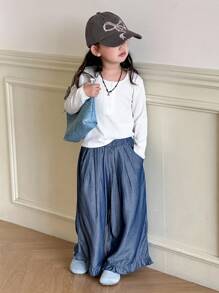 Dazy Kids Young Girls Casual Loose Wide-Leg Jeans - Blue - View 1