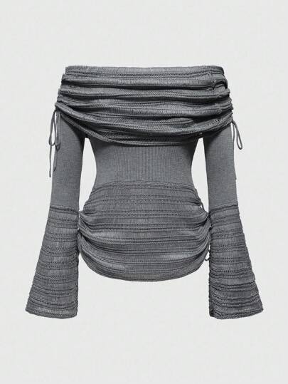 J-Fashion pull tricoté polyvalent à col bénitier en maille pour femmes, idéal pour l'automne et l'hiver