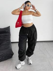 POPSWAY Plus Size Women's Drawstring Casual Khaki Pants Fall Cloth For Women