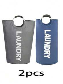 SHEIN سلة غسيل كبيرة قابلة للطي، قائمة بذاتها، من قماش أكسفورد، لتخزين الغسيل القذر، طوي، مقبض، مناسبة للسكن والمنزل والسفر (متعددة الألوان). - متعدد الألوان - مشاهدة 14