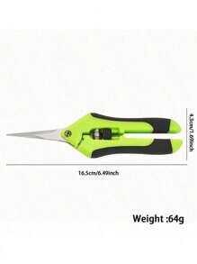 1pc Carbon Steel Garden Pruning Scissors, Modern Non-Slip Gardening Tool Stainless Steel Flower Branch Trimmer, Straight And Curved Head, Fruit Vegetable Vine Pruning Shears, Gardening Scissors