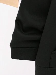 SHEIN 2 件套青少年男孩服装套装：连帽衫和慢跑裤，经济实惠的返校休闲装，适合通勤、日常、运动 - 黑色 - 查看 4