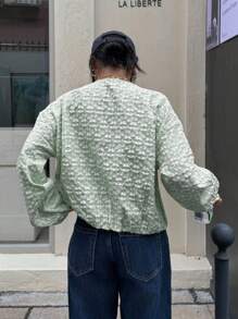 Muchica 薄荷绿提花针织宽松短款外套，秋季新品 - 薄荷綠 - 查看 2