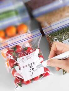 SHEIN 1 pièce Sac de conservation réutilisable Sac de rangement réfrigéré pour légumes, fruits et grains. Sac scellé multi-tailles pour aliments frais. Sac scellé pour aliments frais au réfrigérateur (motif du sac aléatoire) - Blanc - Voir 6