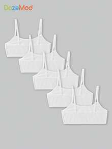 SHEIN 5 件套 Tween 女童简约舒适亲肤汗衫吊带背心，纯白色