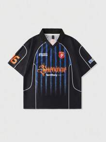 ROMWE MEN Prep 男式撞色条纹运动 Polo 衫