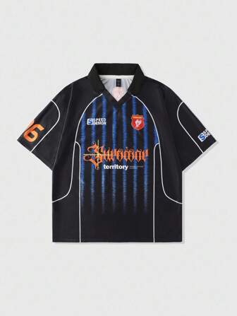 Prep Men's Contrast Stripe Sports Polo Shirt Jersey