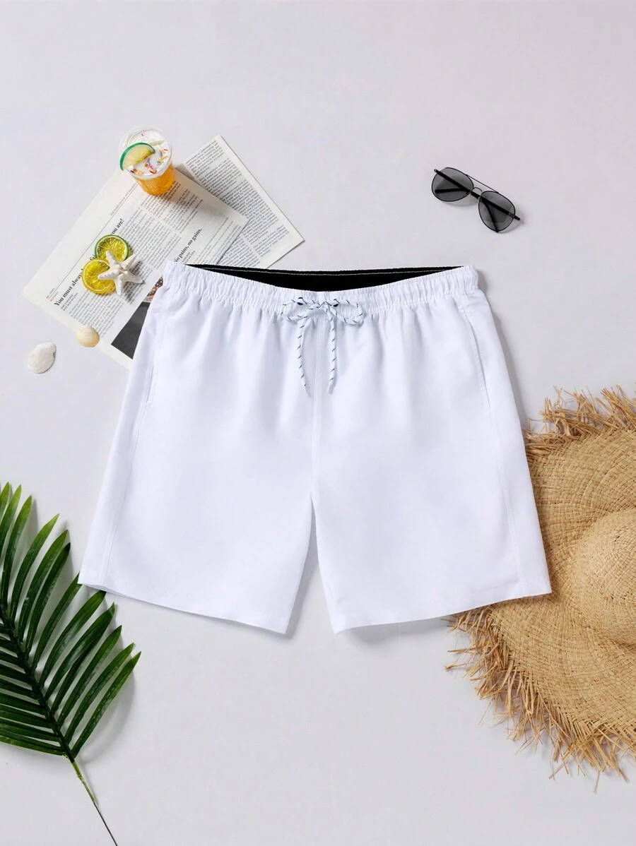 Surfspeed Plus Size Men's Casual Summer Beach Shorts - White - View 1