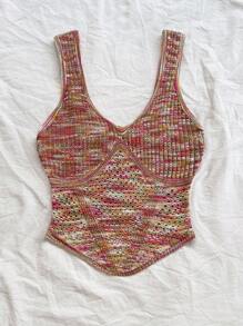 Soleia 女士扎染束带V领无袖针织上衣，度假装 - 彩色 - 查看 5