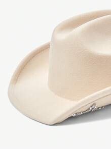 SHEIN ICON 时尚复古西式亮片星星牛仔帽 - 米色 - 查看 10