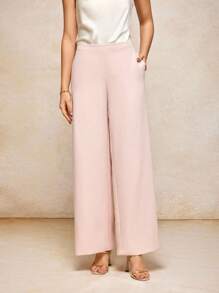 EDEN Summer Jacquard Straight Leg Pants Elegant Pink Pants Wedding - Baby Pink - View 4