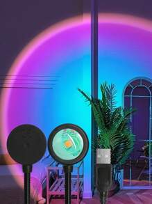 Teckwe 1pc Sunset Projection Lamp, Creative Led Decorative Atmosphere Light, Romantic Night Light, 7 Colors & 13 Modes Optional, Suitable Fo Room Decor, Cafe, Valentine's Day Decoration - Black - View 7