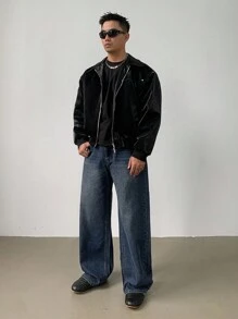 DAZY Jeans in denim blu scuro consumato, autunnali, da uomo