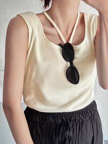 Dazy Plus Große Größen einfarbiges enges Trägertop, Sommer