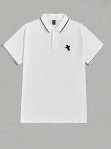 SHEIN 男童白色花卉印花 Polo 衫 - 白色 - 查看 2