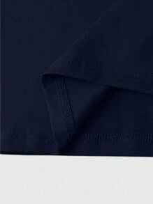 Manfinity Homme Men's Solid Color Casual Simple T-Shirt - Navy Blue - View 3
