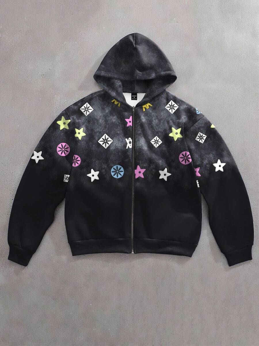 Manfinity Dauomo 休闲时尚百搭拉链连帽长袖男士卫衣 - 彩色 - 查看 1