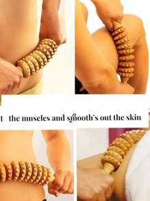 Wood Therapy Fasci Massage Tools, Curved Wooden Massage Roller Cellulite Reduction And Muscle Tension (Wood) - log color - View 3