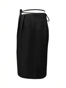 Women's Loose Waist Hollow Out Pleated Loose Fashion Summer Shorts - Black - View 6