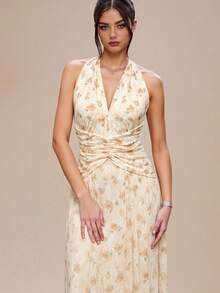 Modelyn Women's Floral Print Draped Backless Dress - Multicolor - View 4