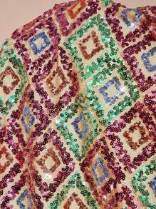 Amorya 女士新款优雅高端串珠方领收腰 A 字裙，适合派对和多种场合 - 彩色 - 查看 10