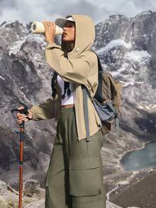 女士休闲户外工装牛仔裤 - 軍綠色 - 查看 7