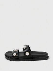 HighSole Sandales plates décontractées et polyvalentes pour femmes à bout ouvert