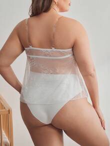 Moonlight&Mama Plus Size Maternity Contrast Lace Front Tie Bra - White - View 2