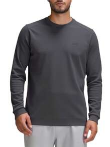 Hugo Boss Áo hoodie chui đầu dài tay cổ tròn thường ngày rộng rãi cho nam - 027 Xám đậm - Xem 1