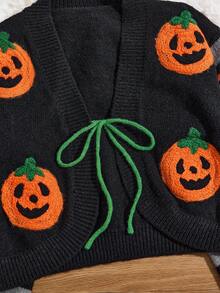 Áo len cardigan họa tiết bí ngô Halloween vui nhộn dành cho nữ - Nhiều màu - Xem 3
