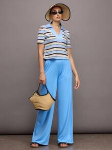 Activina Áo thun polo thể thao tay ngắn họa tiết sọc rộng rãi dành cho nữ - Nhiều màu - Xem 2