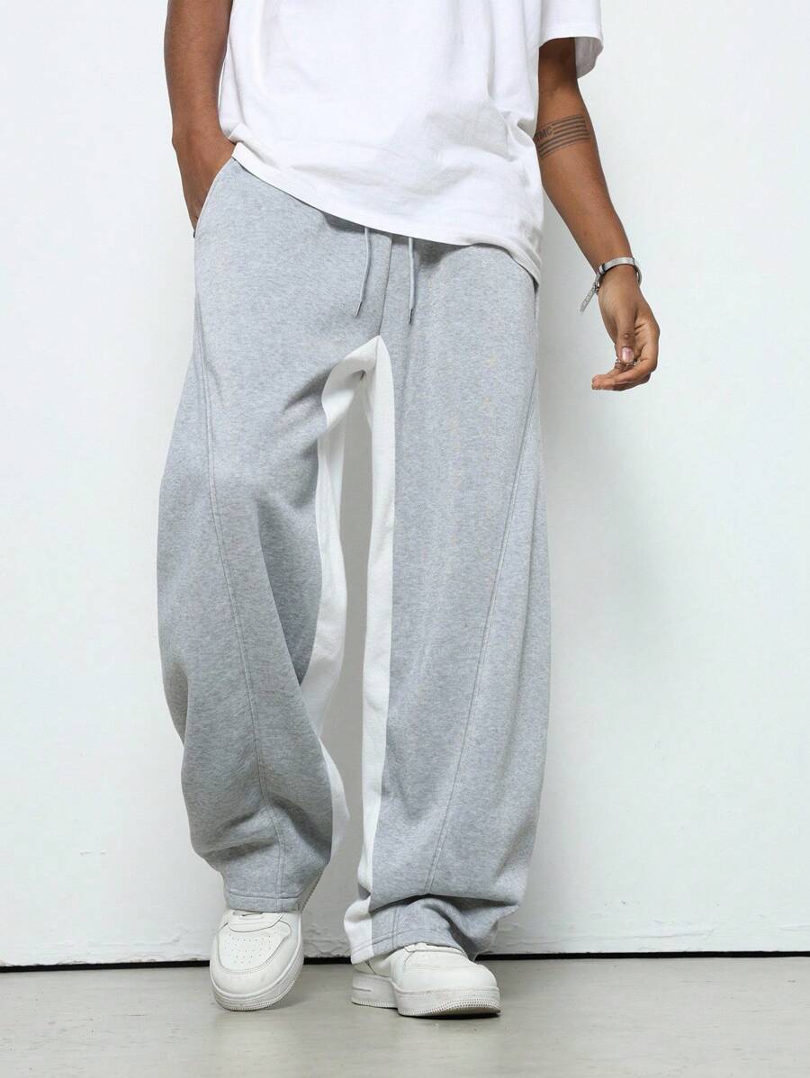 Manfinity Hypemode 休闲时尚百搭宽松抽绳腰男式运动裤 - 灰色 - 查看 1