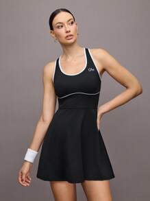 Activina 女式字母印花装饰无袖运动连衣裙 - 黑色 - 查看 3