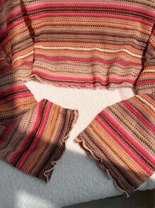 Comfortcana Áo thun kẻ sọc ngắn tay thường ngày cỡ lớn cho nữ - Nhiều màu - Xem 6