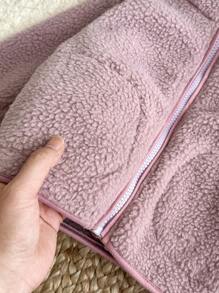 SHEIN Baby Girl Infant Toddler Newborn 0-3 Years Old Autumn/Winter Fleece All-Match Versatile Simple High Collar Outerwear, Light Pink Fall