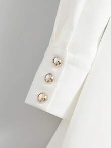 Franclia Women's Solid Color Asymmetric Collar Button Design Puff Sleeve Elegant Dress Fall Cloth For Women