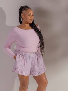 Aralina Curve Winter / 露肩针织毛衣 Y2K 街头服饰 斯德哥尔摩风格 - 粉色 - 查看 6