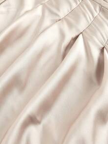 SHEIN MOD Váy đuôi cá tay Bishop cổ điển dành cho nữ, váy vải taffeta - Màu be - Xem 7