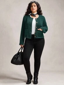 Zelara 大码休闲纯色针织夹克