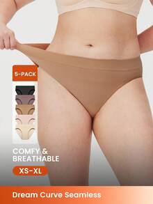 LUVLETTE 5-Pack Mid Waist Basics Seamless Briefs Women Underwear Panties Set-Earthy Tones - Multicolor - View 1