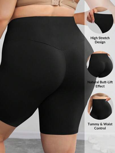 SHEIN CURVE+ Quần legging bó sát, màu trơn, co giãn, cỡ lớn, giúp thon gọn vóc dáng.