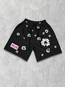 ROMWE MEN Street Life Set de 2 piezas Conjunto bordado de manga corta para hombres, adecuado para uso diario en primavera y verano - Negro - Ver 6