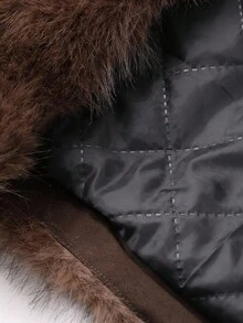 DAZY Áo khoác lông thú giả cổ vá rộng rãi cho nữ - màu nâu - Xem 10