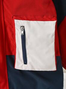 SHEIN 男童撞色拉链领保暖连帽冬季外套