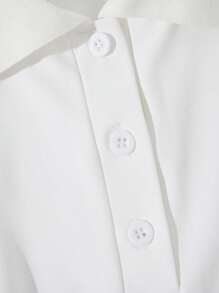 SHEIN Unity Áo thun tay dài cổ polo in họa tiết hiệp sĩ đơn giản, đa năng dành cho nữ - trắng - Xem 6