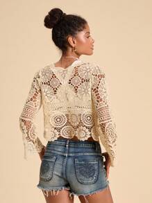 Travachic 女士休闲镂空针织轻质开衫，秋季女装，秋季，复活节，假日，女士海滩，度假女士，音乐会女士，波西米亚风，波西米亚，音乐节，热带度假女士，浪漫，秋季，冬季，圣诞节，女士外出上衣，外出上衣，休闲，可爱