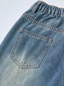 SHEIN Tween Girl Y2K Fashion Wide Leg Jeans, Side Bow Decor Design, Loose Denim Pants, Autumn Back To School Street Style, Music Festival, Holiday Casual Wear, Street Fashion, Casual Everyday Denim Fall Winter Jeans - Light Wash - View 8