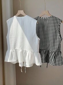 Comfortcana 2 pièces Chemise à carreaux et blouse blanche pour femmes grandes tailles, printemps/été